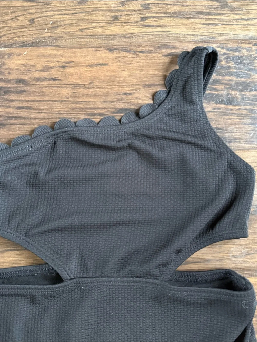 Girls Art Class Black One-Shoulder Cutout One-Piece Swimsuit size small 6/7